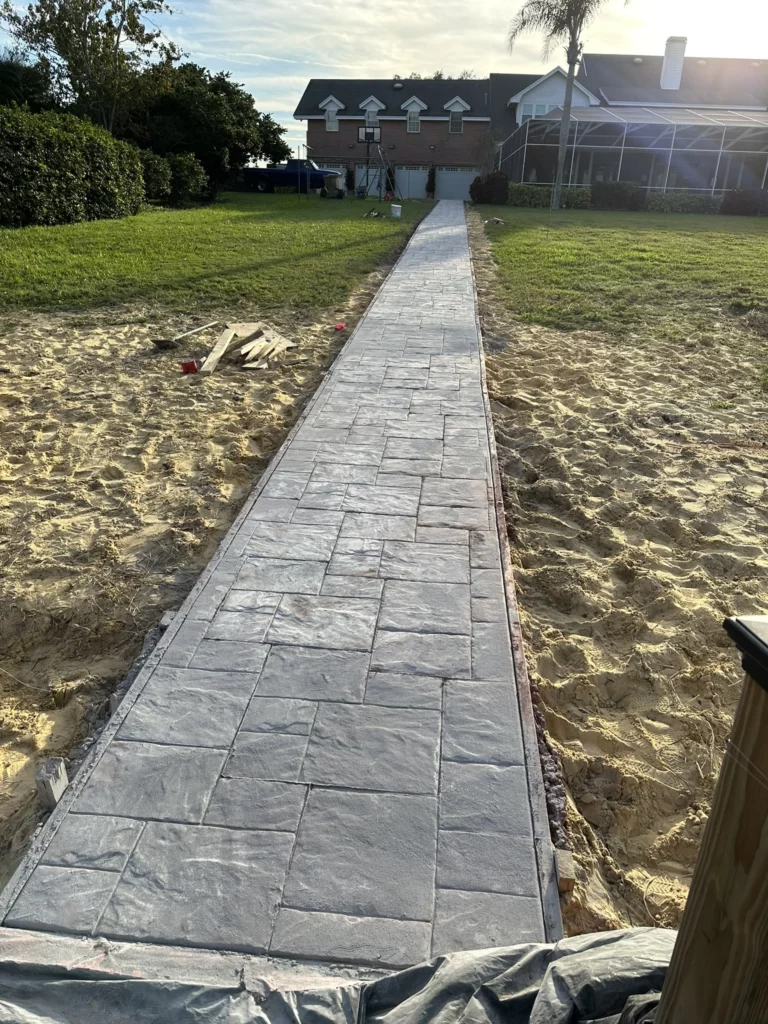 long stamped concrete sidewalk in gastonia